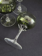 Vtg Sasaki Coronation Green Crystal Wine Glasses (4) Twisted Stem #2