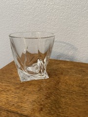 Set/4, MIKASA Motion Crystal Whiskey Drinking Glasses, Twisted Square Base