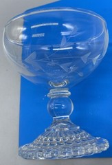 7 Boopie Clear Floral Etched Champagne Glass Berwick Bubble Foot Anchor Hocking