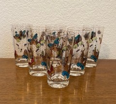 Georges Briard Butterfly Highball Tumblers Set of 6 Unsigned