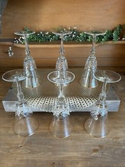 Set of 6 Christineholm Gold Rimmed Diamond Cut Crystal Wine Glasses 5 1/8″