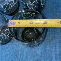 6 Vtg~Libbey~Avocado Green~Raised/Textured Ivy Leaves~8oz~3.35T Glasses(DR35)