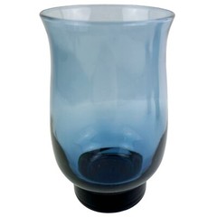 Vintage Libbey Tulip Dusky Blue Glass Flat Tumbler Replacement Footed 14oz 5.25″
