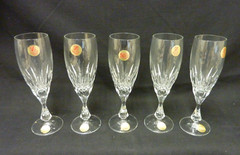 VINTAGE CRISTALLERIE CRYSTAL CHAMPAGNE FLUTES ECHT BLEIKRISTALL 7 7/8″ LOT 0F 5