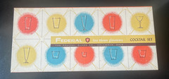 Vintage Federal Glass Sportsman Cocktail Set S-117 Game Birds 4 Glasses & Box MC