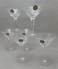 Hoya Crystal V Martini Glasses Diagonal Cut Vintage 1960’s New Old Stock W/ Box