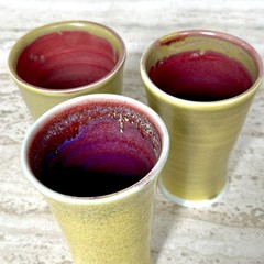 Trio (3) Michael McCarthy Studio Art Pottery Tumblers /Cups/Vases