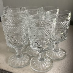 Set of 4 VTG Anchor Hocking Wexford 5 3/8” Tall Claret Wine Glasses Hobnail