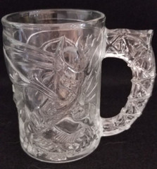 1995 DC COMICS McDonalds BATMAN FOREVER 3D Art Pressed Glass MUG CUP Vintage
