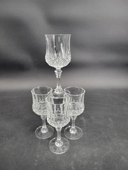 Gorgeous Set of 4 Cristal D’Arques Longchamp 8oz Wine Glasses Paris France 7″