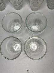 Vintage Anchor Hocking Juice Whiskey Cube Pattern Stackable Glasses Set of 4 MCM