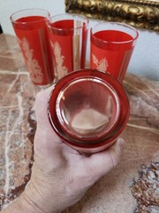6 Vintage MCM Culver Red Gold Siam Thai Goddess High Ball Glasses Tumblers 60s