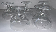 LOT OF 5 Crystal FRUIT COMPOTE/SHERBET (?) Glasses with Etched Wheat Leaf Design