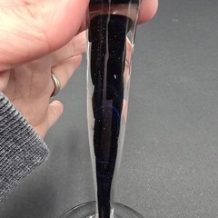 Hand Blown Glass Goblet Blue Swirl Signed Art Glass 9″
