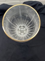 Mikasa Golden Lights Slovenia Cut Crystal Gold Rimmed Water Goblet 9″
