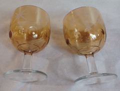 Set of 2 Vintage Atomic Bartlett Collins Starburst Drinking Goblets Gold Stars