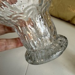 2 Vintage Indiana Textured Glacier Pattern Drinking Glasses Goblet 5” Tall 16 oz
