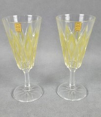 Vintage VMC Reims French Harlequin Yellow Set of 6 Crystal VRM1 Diamond Arches