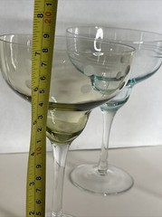 3 Laura Glass Allegro Etched Margarita Barware Glasses Pastel Spring Easter