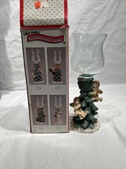 Vintage Hurricane Lamp Tea Light Holder Glass with detachable Tree angel base