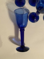 Cobalt Blue Wine Glasses Stemmed Set of 8 7.5 Inches