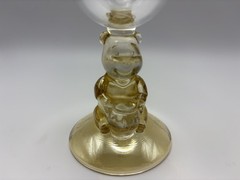 Vintage Walt Disney Company Winnie the Pooh Amber Stem Wine Glass Goblet 6.25”