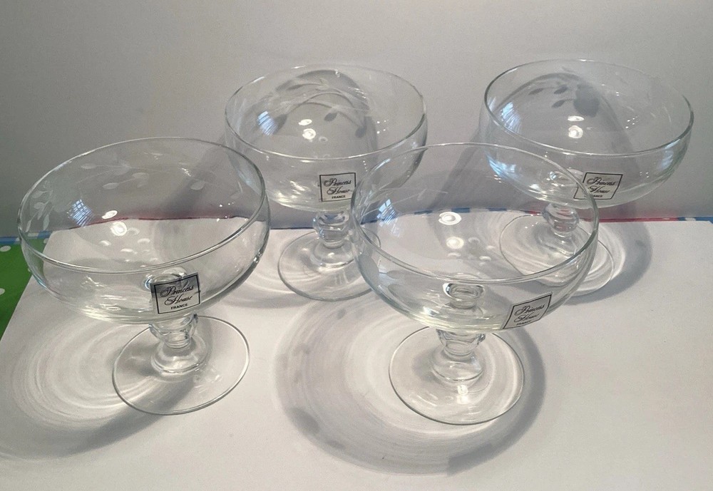 Princess House Heritage Crystal Dessert/Champagne Glasses #507 Set of 4 New