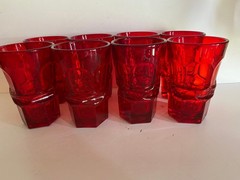 Fostoria Argus Ruby Red Glasses 11 oz Ice Tea Water Tumblers Set Of 8