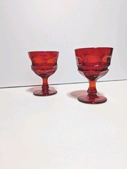 Set Of 2 Fostoria Argus Ruby Red Stemmed HFM Wine Glasses 4 7/8″ Vintage