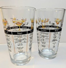 Vintage LIBBEY Barware MCM Cocktail Recipe Mixer Glasses 16oz Set of 2