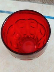 Fenton Glass Dots & Panels Rayed Thumbprint #1933 Ruby Red 4″ Tumbler