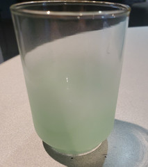 4 Vintage MCM Libbey Blendo Frosted Juice Cocktail Glasses Green & Blue 4 inch
