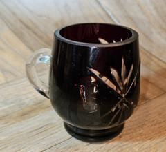 Boho/Czech Style Cut to Clear Glass Deep Purplish-Red Mini Cup