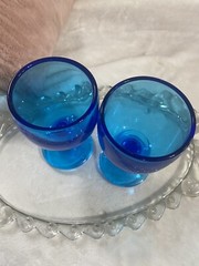 Imperial Glass Hoffman House Antique Blue Water Goblets Pair (1c) 5.8inch
