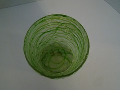 Mexican Art Glass Tumbler Green, White And Clear