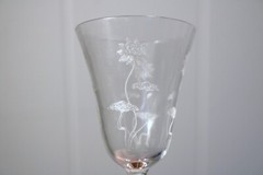 FOSTORIA LOTUS CLEAR OPTIC STEM 766 Etch 232 Qty 2 Wine Qty 5 Cordials Glasses