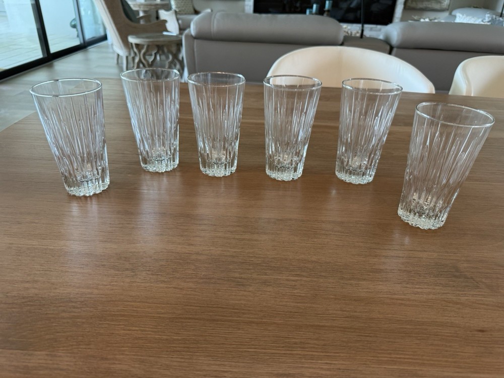 Set Of 6 Princess House Highlights Water /Tea Crystal Glasses Set 6″ tall