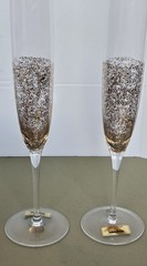 NEIMAN MARCUS Toasting Champagne Flutes, Gold Speckled