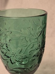 Princess House Fantasia Poinsettia Emerald Green 16 Oz Iced Tea Glass Set of 2