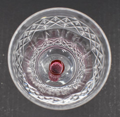 Fantastic Baccarat Cranberry-Clear Fine Cut Glass Hock Wine Glass, Circa 1920