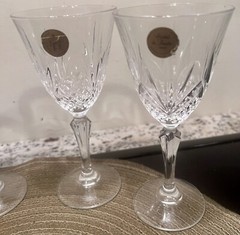 Lot 4 Cristal De Flandre Salzburg Wine Glasses Set Crystal Clear Stemware France