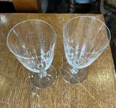 Lot of Two Baccarat Crystal 6 3/8 Inch Tall Goblets Glasses _ Smooth Stem