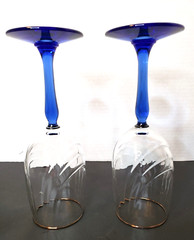 2 Crystal Blue by Libbey Water Goblets 8 1/8″