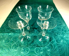 4 Fostoria Crystal Cellini Water Drinking Glasses Loop Optic Stem Wine