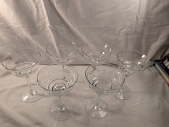 Vtg Crystal Floral Etched Cordial Sherry Paneled Glasses Liqueur Stemware Set 6