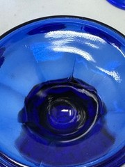 ANTIQUE 5 Cobalt Blue Goblets Panel Footed Glasses Water Ice Cream Ice Tea Malt