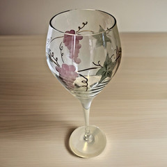 Rosenberg Romanian Crystal Wine Goblet Etched Grapes 24K Gold Hand Painted