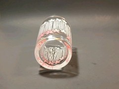 Vintage MCM 1940s-50s Juice Glass Pink And White Stripes And Daisies 3.5″
