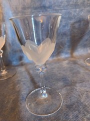 J.G. Durand Cristal D’Argues Florence Crystal Tulip Frosted Decanter or Glasses