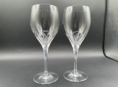 RARE Pair of TIFFANY & CO. Crystal Denise Red Wine / Water Goblet Glasses MINT